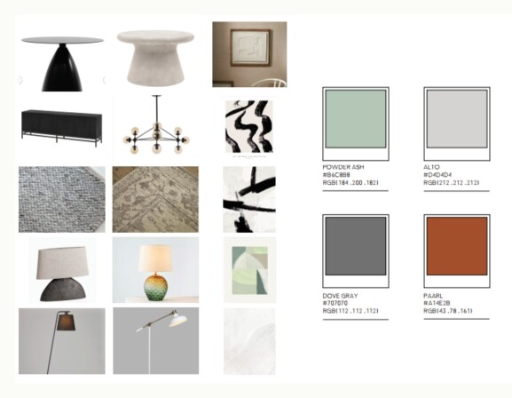 mod board | material list | furniture list of a real project